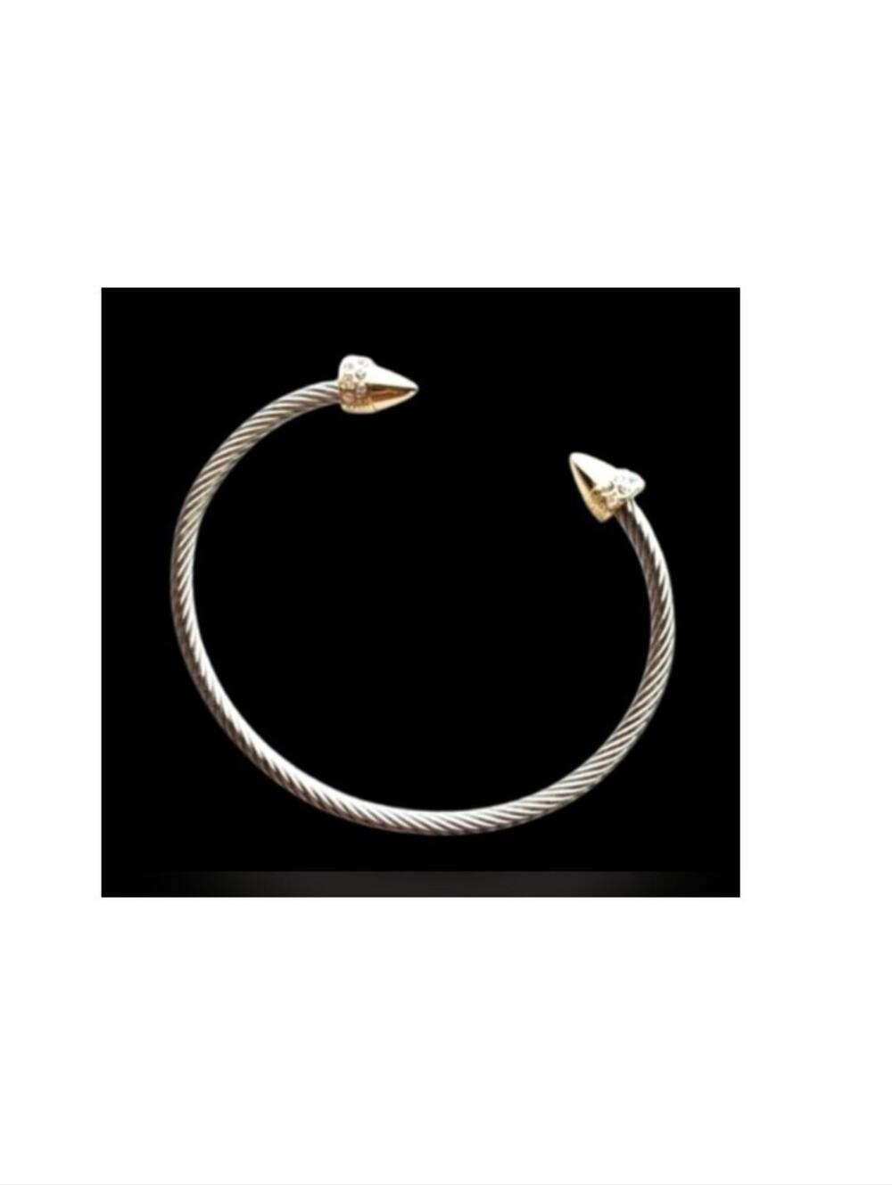 Dainty Twisted Cable Bracelet - Silver with Gold Accents and Rhinestones